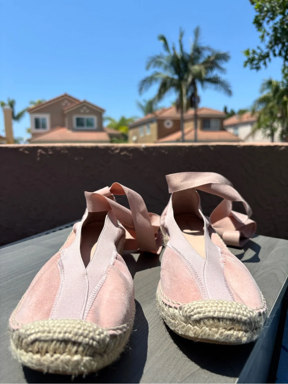 Tuckernuck Ballet Pink Suede Jade Flats Ribbon Tie Espadrilles